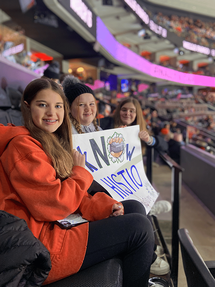 Spreading awareness of histio at the January 8th Flyers game with our handmade signs.